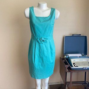 Laura Ashley Mint Green Size 10 Sleeveless Dress Bow Structured Lined